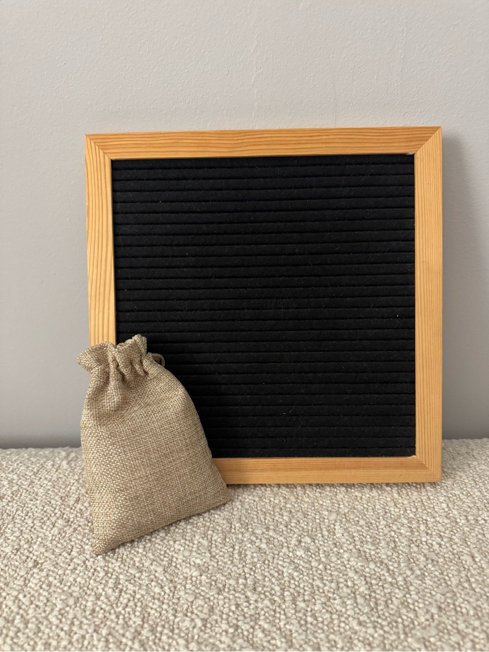 Black Felt Letter Board with Natural Wood Frame
